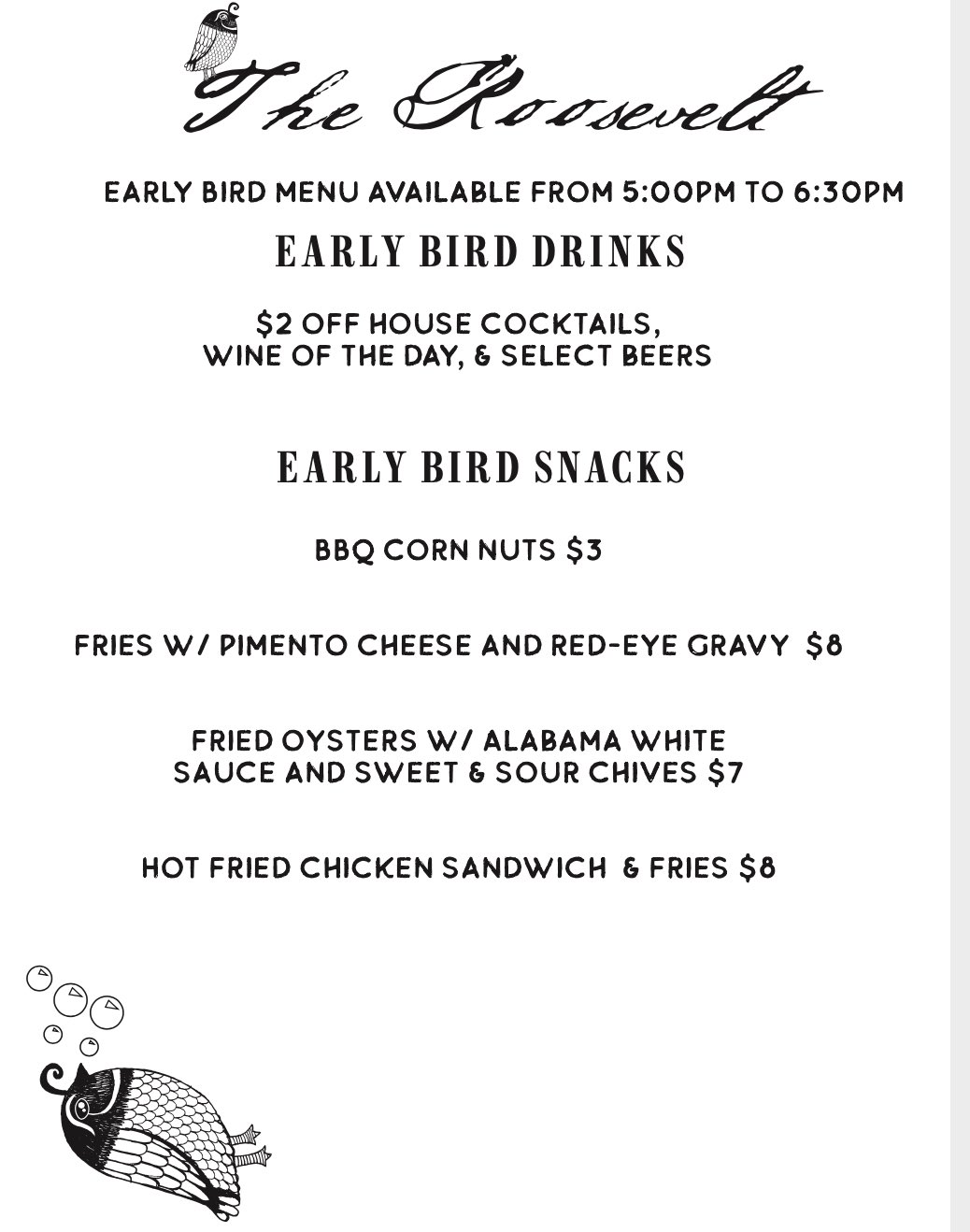 The Roosevelt Our Menu